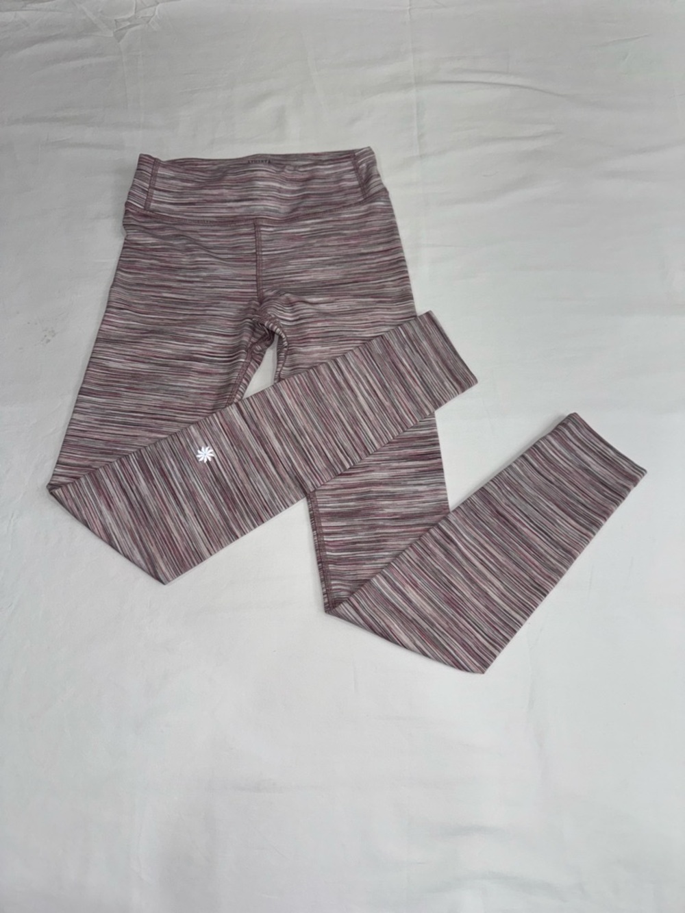 Athleta Girl Leggings Pink Space Dye Size 10 Stretch Athletic Pants EUC